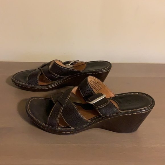 Born Leather Wedge Sandals - Women’s Size 9 / 40.5 - Picture 6 of 8